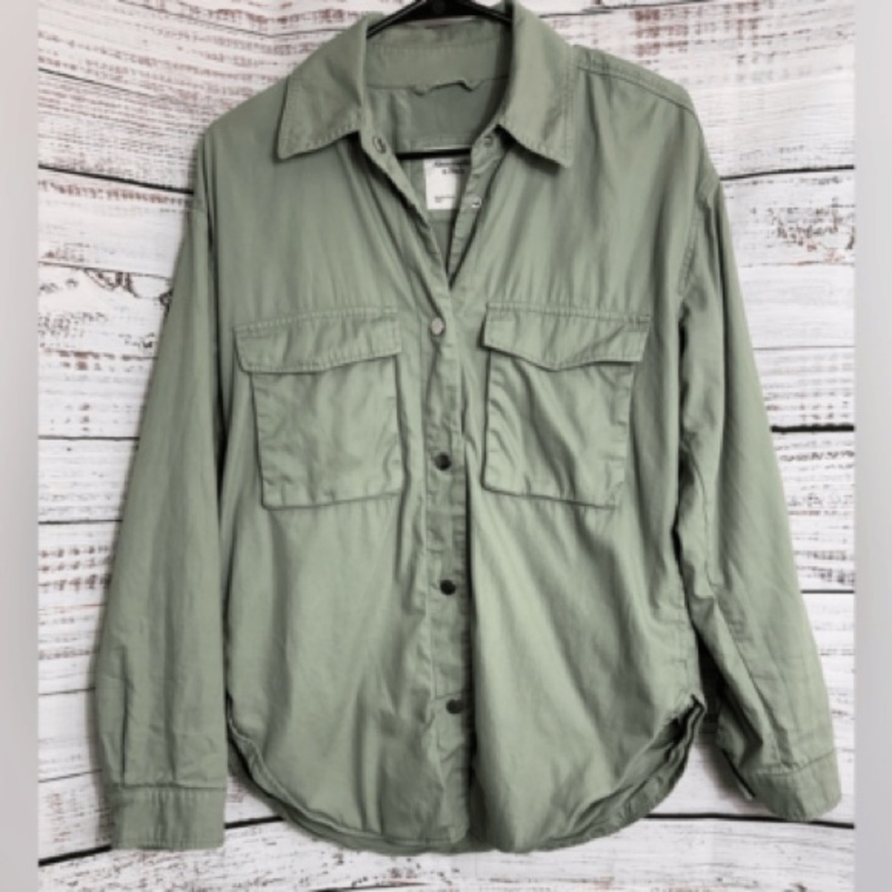 Abercrombie & Fitch Sage Green Utility Shirt